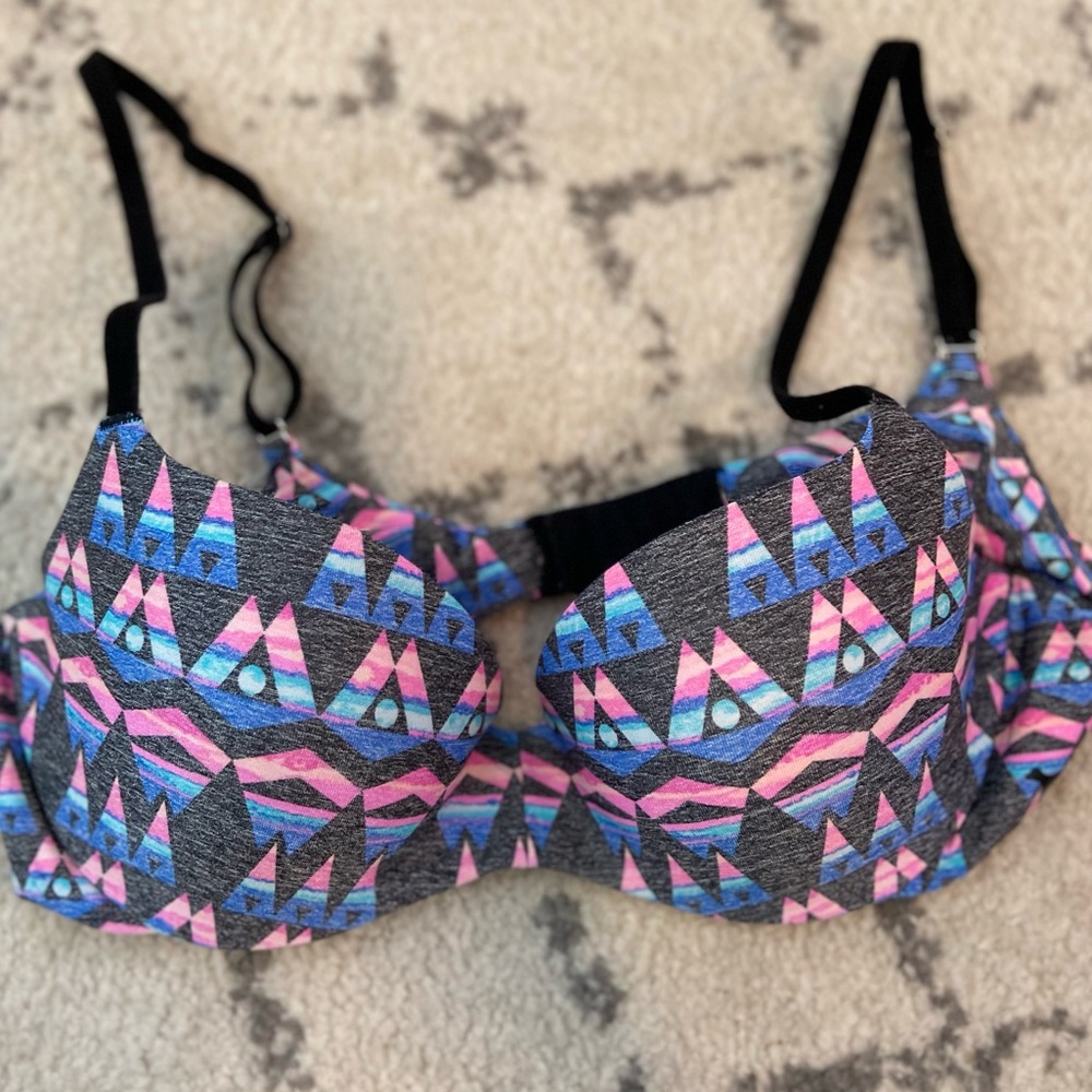 PINK Abstract geo print bra